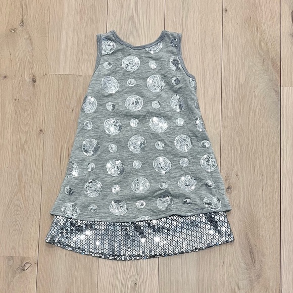 Sofi Clothing Toddler Girl's Sequins Sleeveless Jersey Dress Gray Silver 3T - Picture 7 of 11